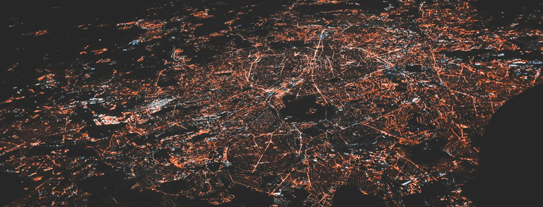 Bird's-eye view of a city by night