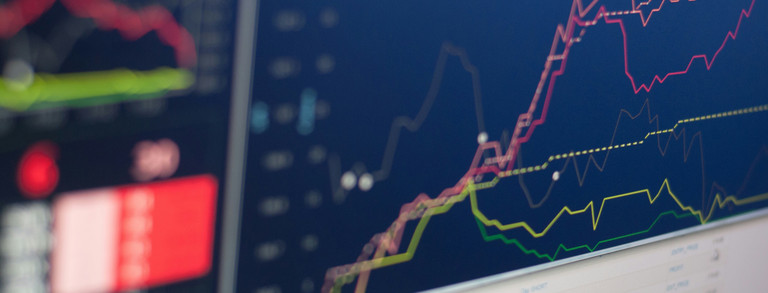 Close up on graphs on a monitor