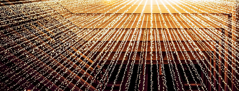 Dozens of speckled light beams