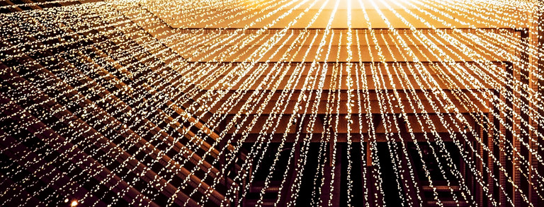Dozens of speckled light beams